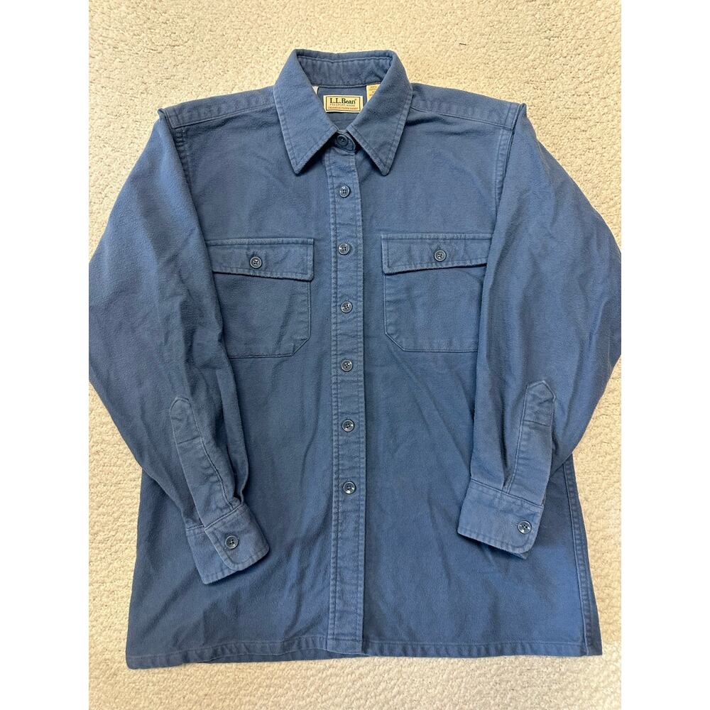 Vintage LL Bean Womens Long Sleeve Chamois Cloth Flannel Shirt Size 10 USA Made
